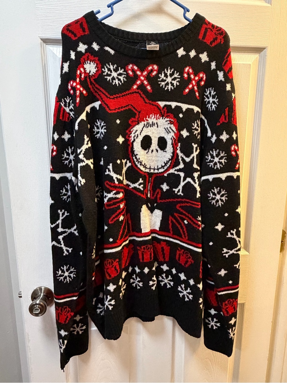 Black & Red Holiday Knit Sweater with Jack Skellington.